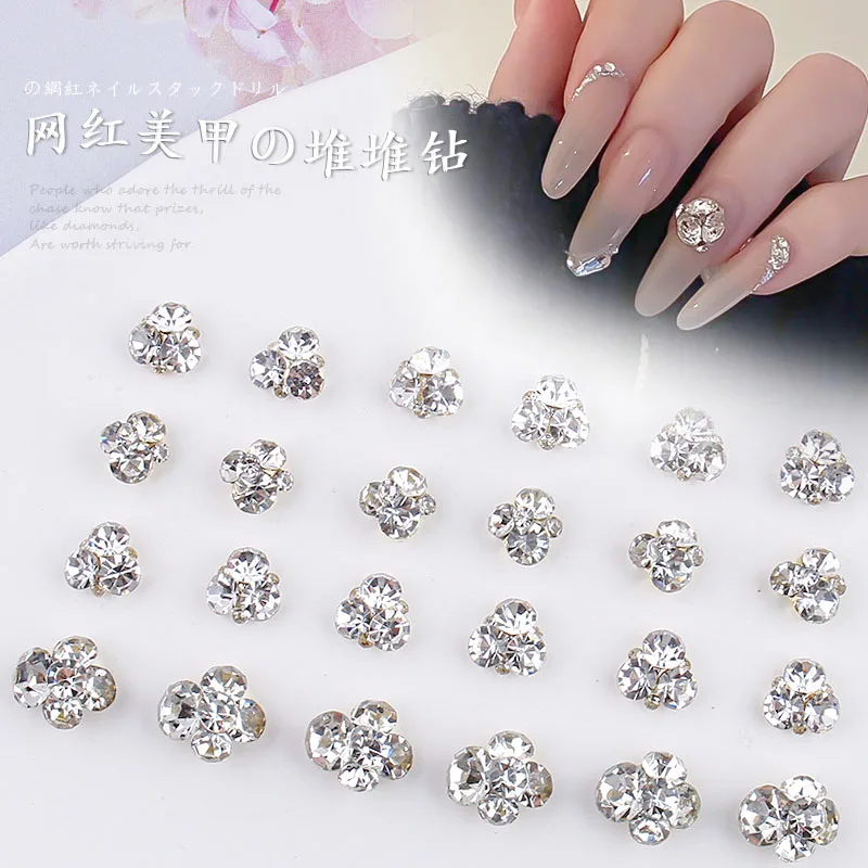 10pcs Clear Luxury Crystal Nail Art Charms 3D Stacked Glass Drill Glitter Nail Art Rhinestone Gem DIY Jewelry Manicure Accessory