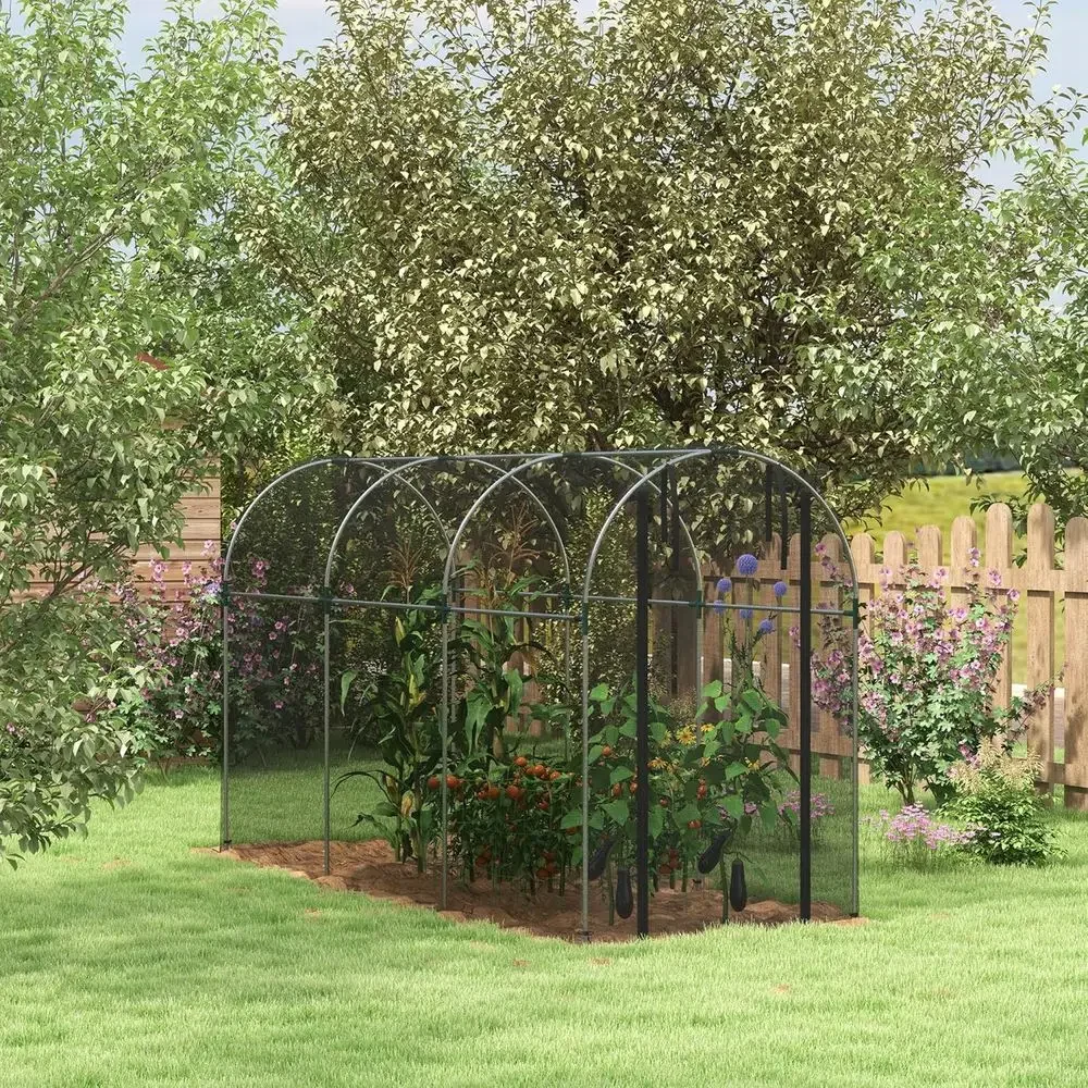 4x12ft Protective Plant Cage with Zippered Door and Galvanized Steel Mesh Cover for Garden and Yard