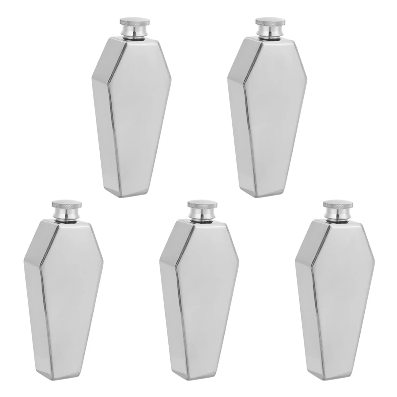 

LBER 5X Mini Hip Flask 100ML Personalized Coffin Shape Stainless Steel Flagon Travel Wine Pot Bar Supplies Men's Gift