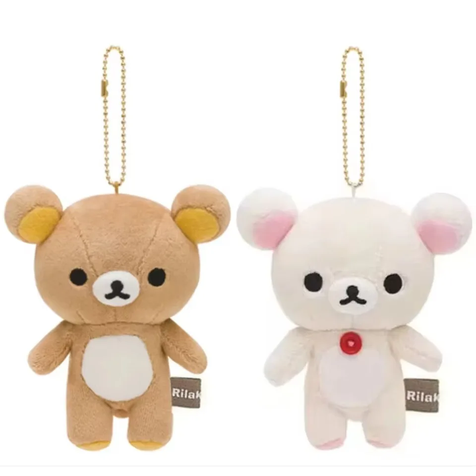 Cute Rilakkuma Korilakkuma Bear Plush Mascot Keychains Keyring Keyholder Bag Charms Chain Kids Gifts Girls Toy Doll 12cm