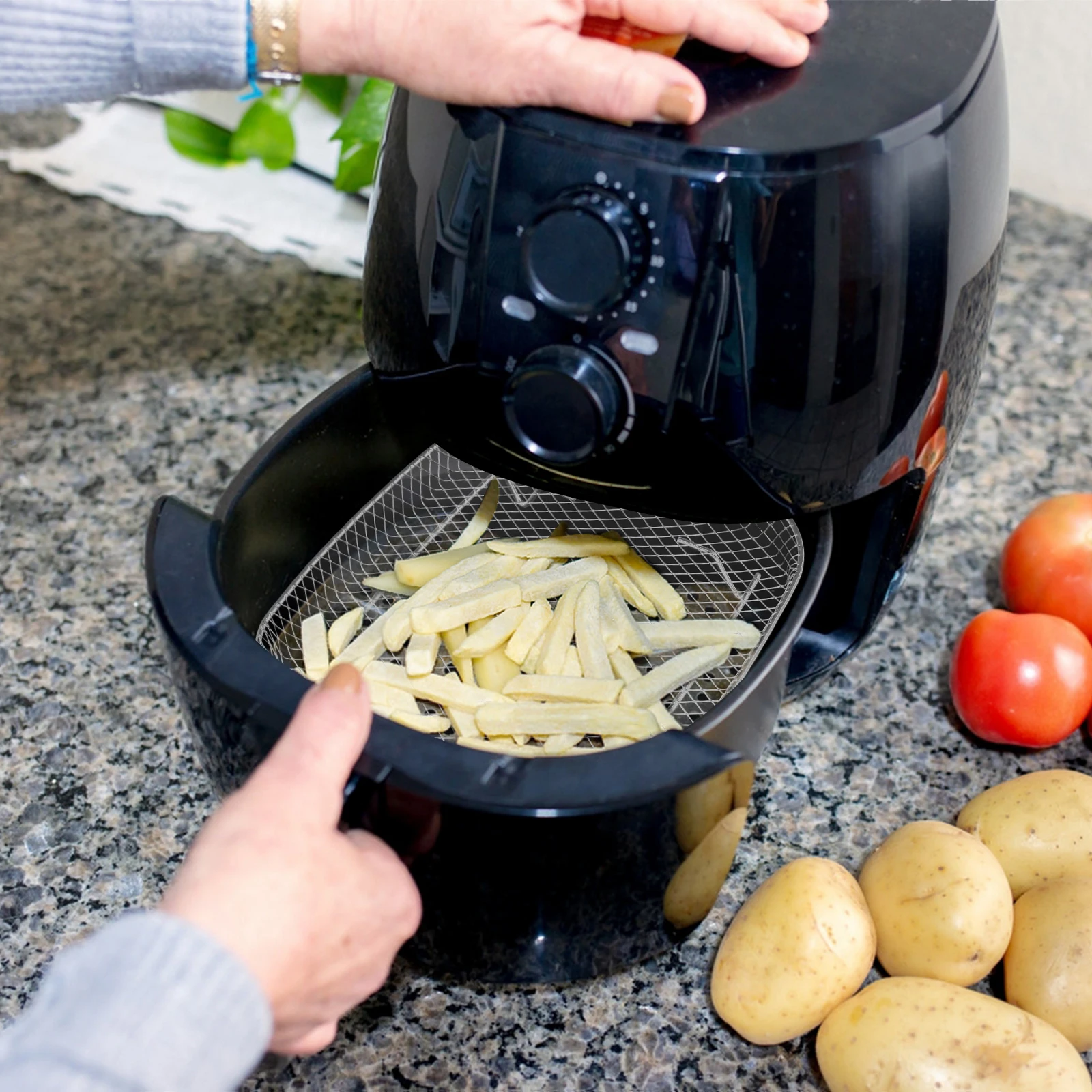 

3Pcs Square Stainless Steel Air Fryer Rack Heavy-Duty Grill Roasting Dehydrator Basket for Even Heating Efficient Cooking