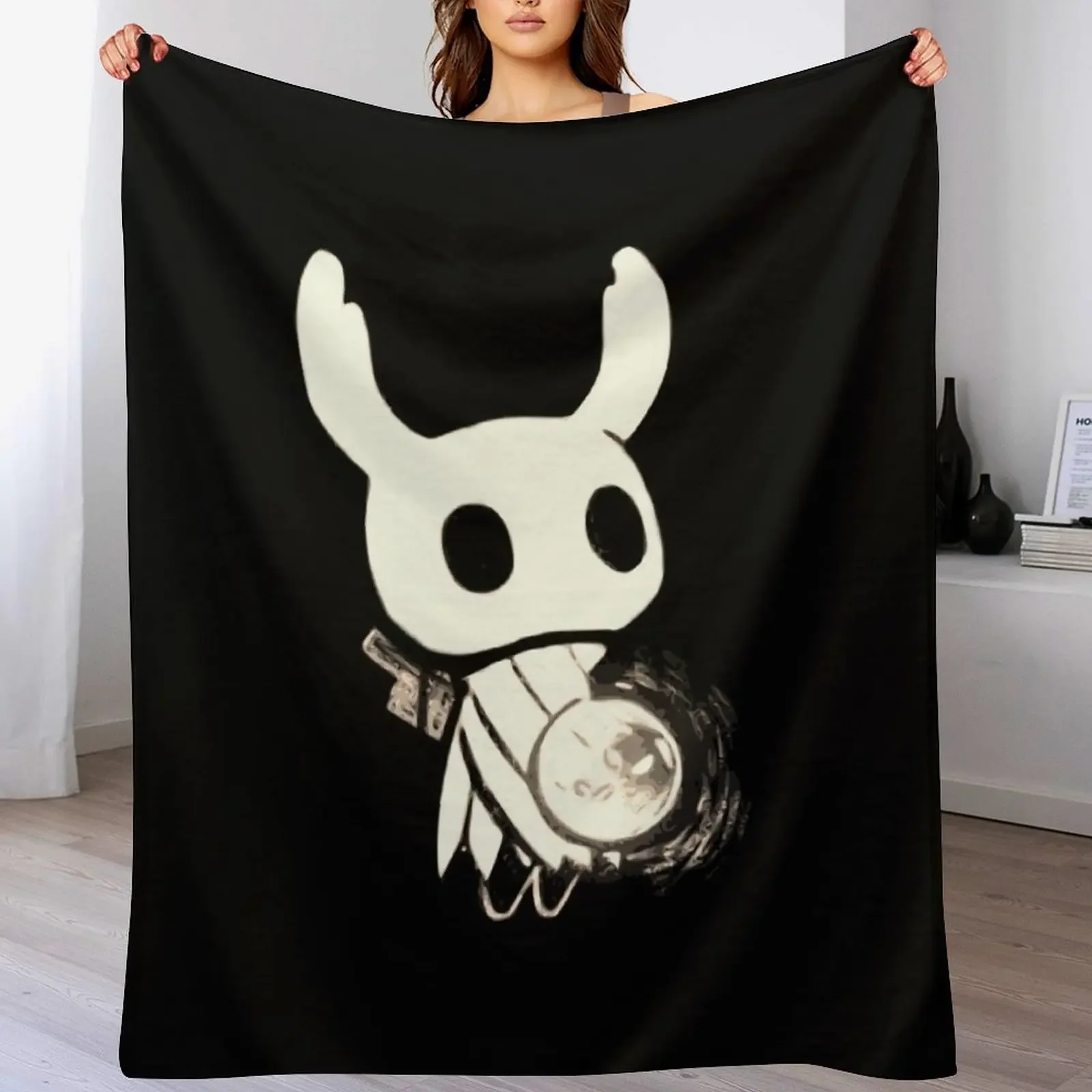 

The Knight From Hollow Knight - Black and White Artwork Throw Blanket Large Plaid funny gift Blankets