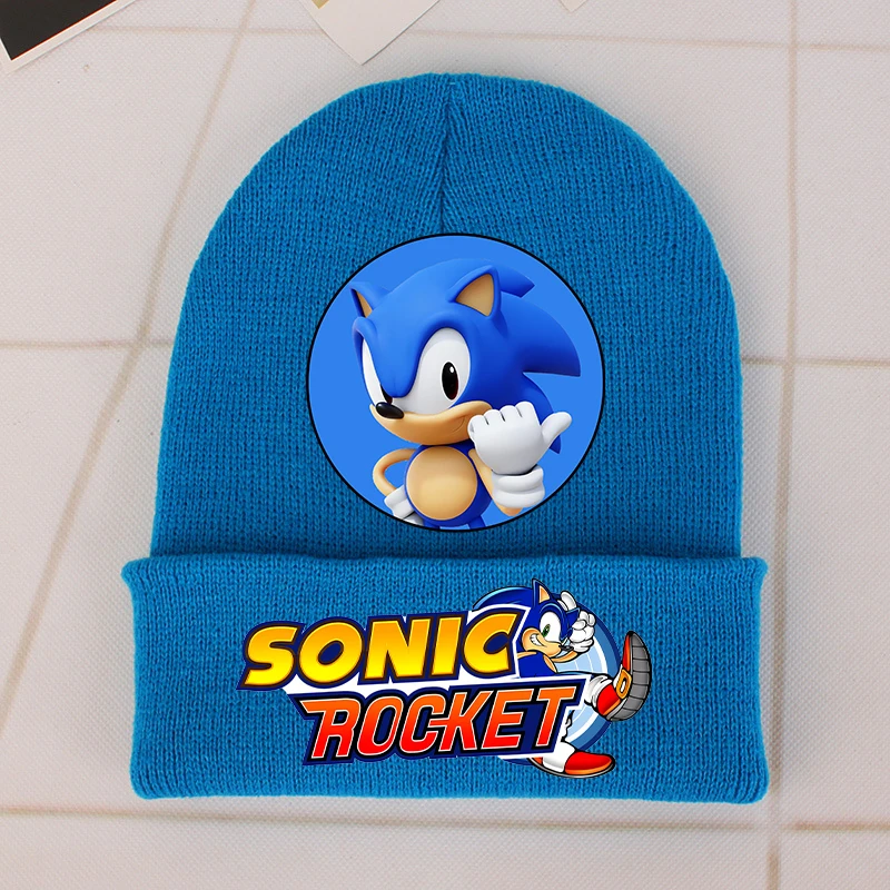 New Sonics Knitted Hats Baby Caps Cartoon Anime Printed Cap Boys Girls Warm Cap Unisex Children Beanie Hat Kids Birthday Gifts