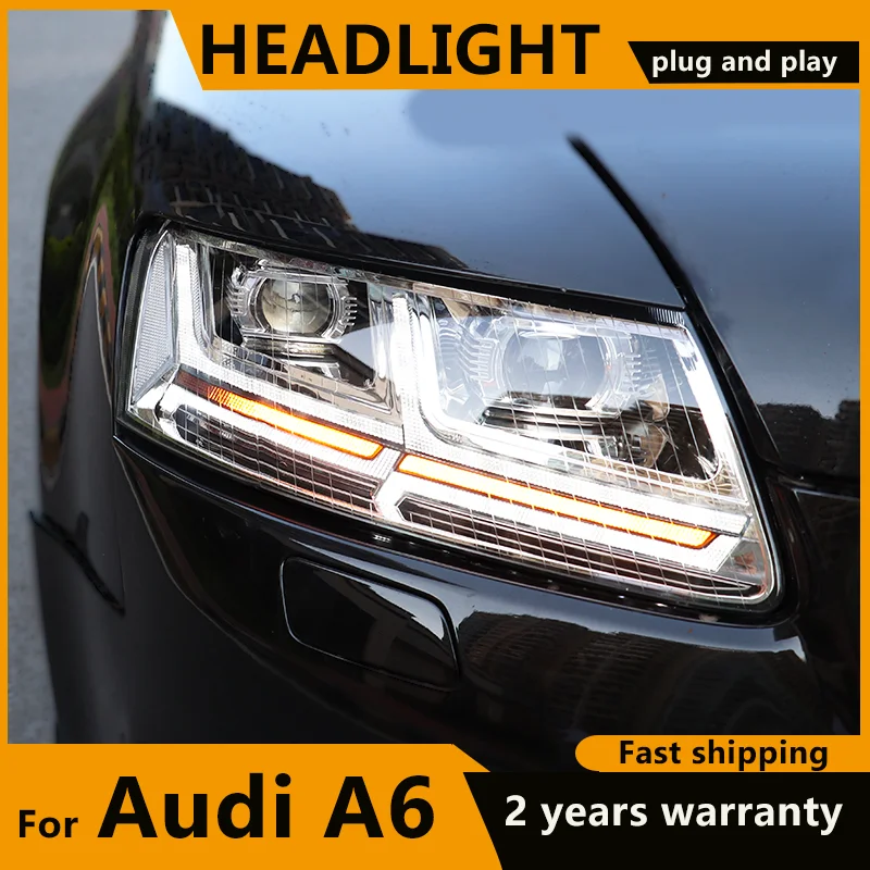 Full LED Headlights for Audi A6 2005-2011 A6 C5 C6 LED Headlight Dynamic Turn Signal DRL LED Project Lens Auto Accessories