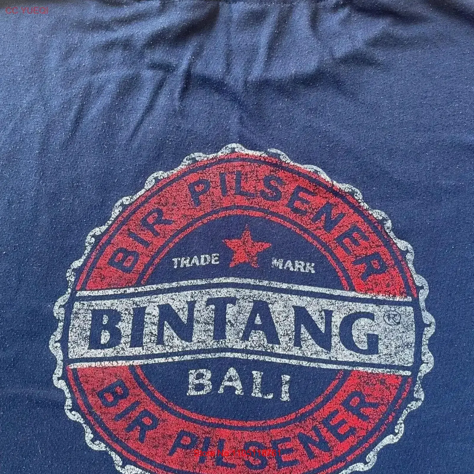 BINTANG BIR PILSENER BALI Trade mark men XL Dk Blue T Shirt short sleeve vintage Washed Soft Top For Everyday Wear Breathable