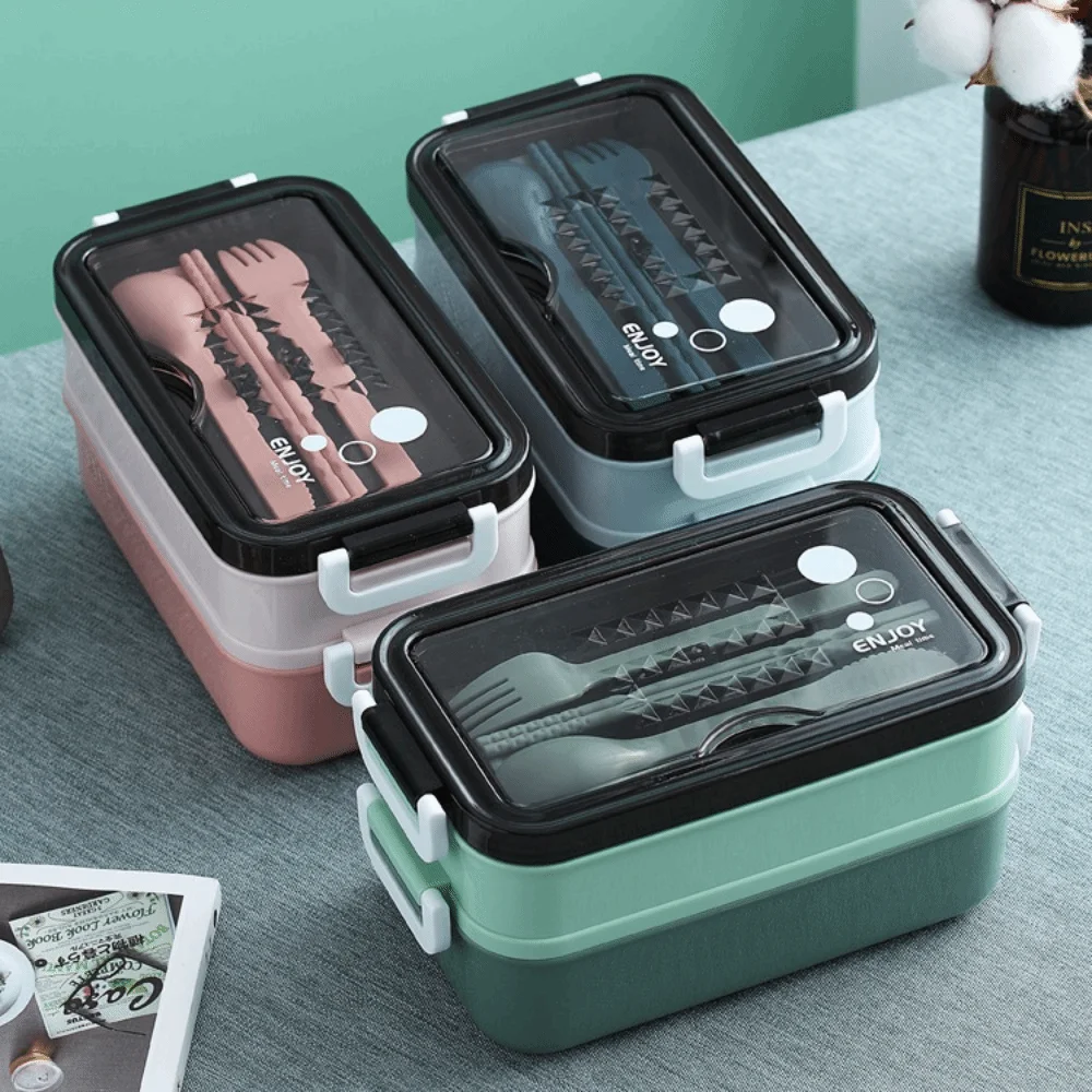 

1050ml Insulated Lunch Box Leak Proof Fresh Keeping Microwave Oven Lunch Box with Fork Spoon Divided Food Storage Container