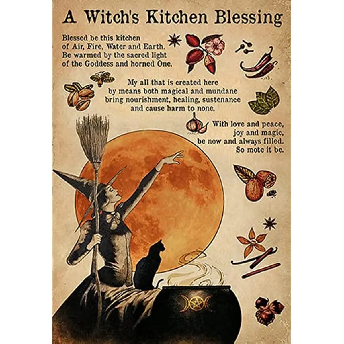 Kitchen Witchery Funny Decoration Wall Witches Magic Knowledge Art Gifts Home Decor Metal Tin Sign Poster Wall Plaque Wall Decor