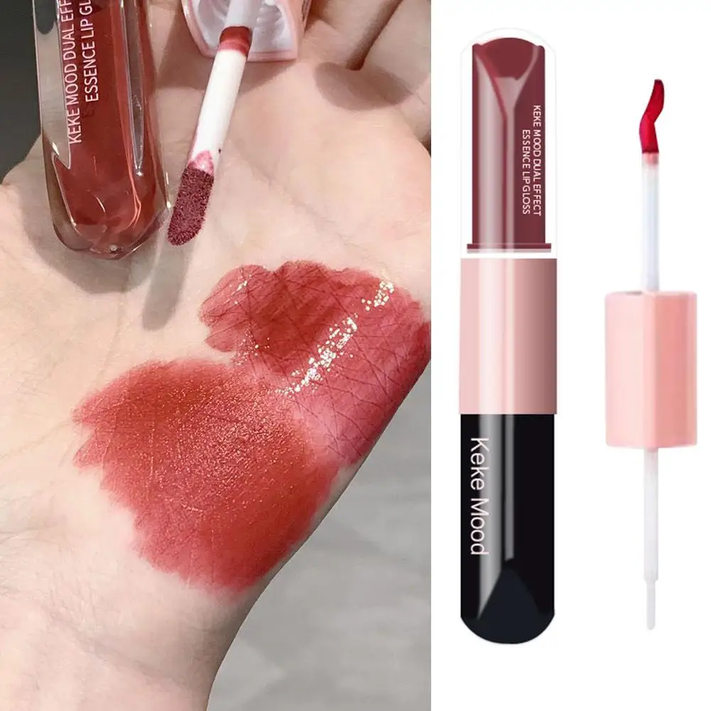 Rossetto a doppia estremità Tazza antiaderente a lunga durata Rossetto per labbra che forma il film Smalto Specchio Bellezza Lucido liquido Labbra Y8Q3