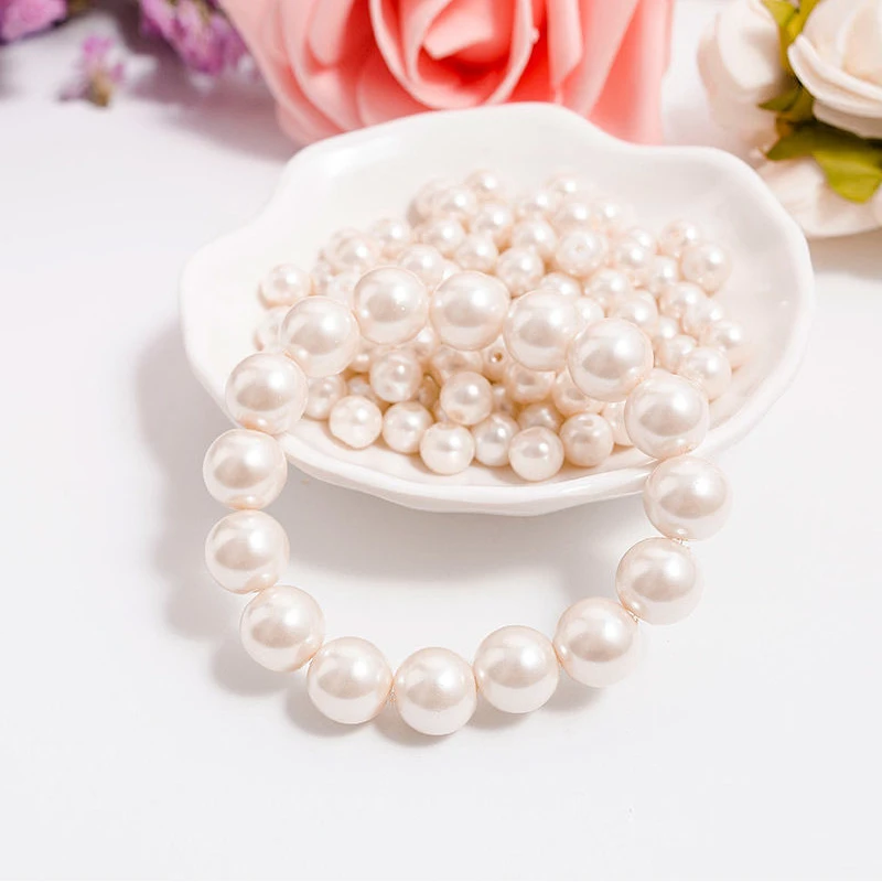 Classic Elegant Elastic White Pearl Bracelet For Women Men Wedding Banquet Stretch Bracelets 6-12mm Beads Handmade Jewelry Gift