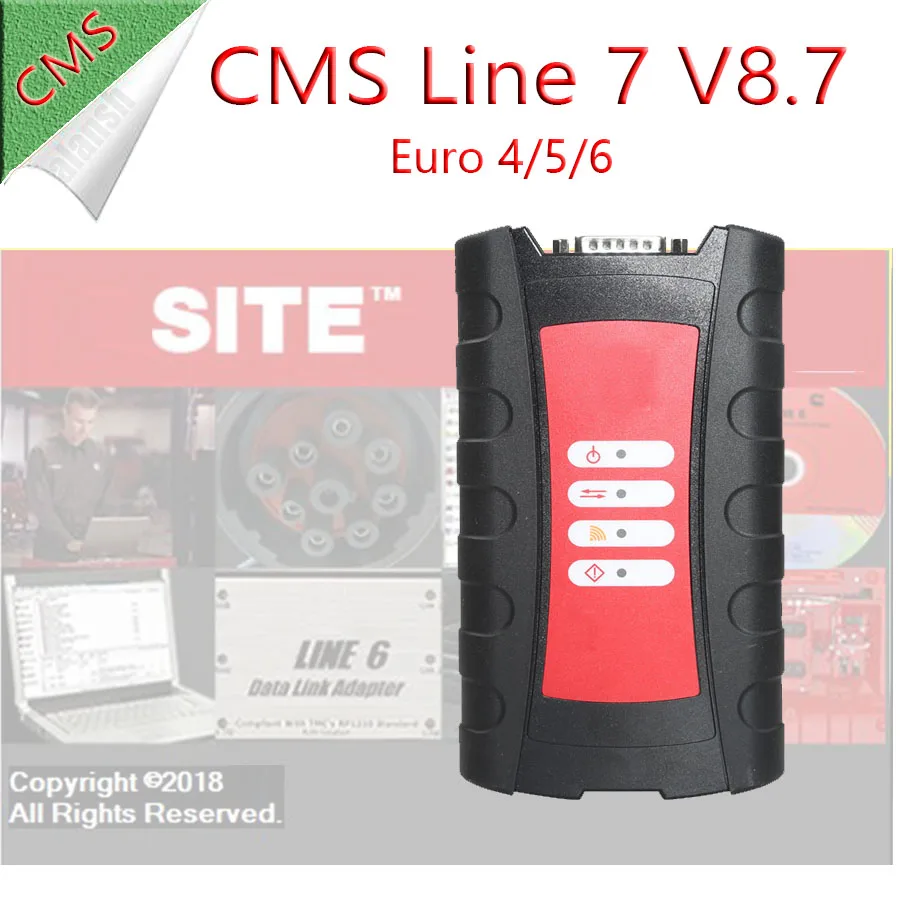 Herramienta de diagnóstico de camiones pesados, accesorio con adaptador de enlace de datos, línea 7, 6, 2024 CMS, v8.9, V8.7, V7.6, compatible con EURO 4/5/6