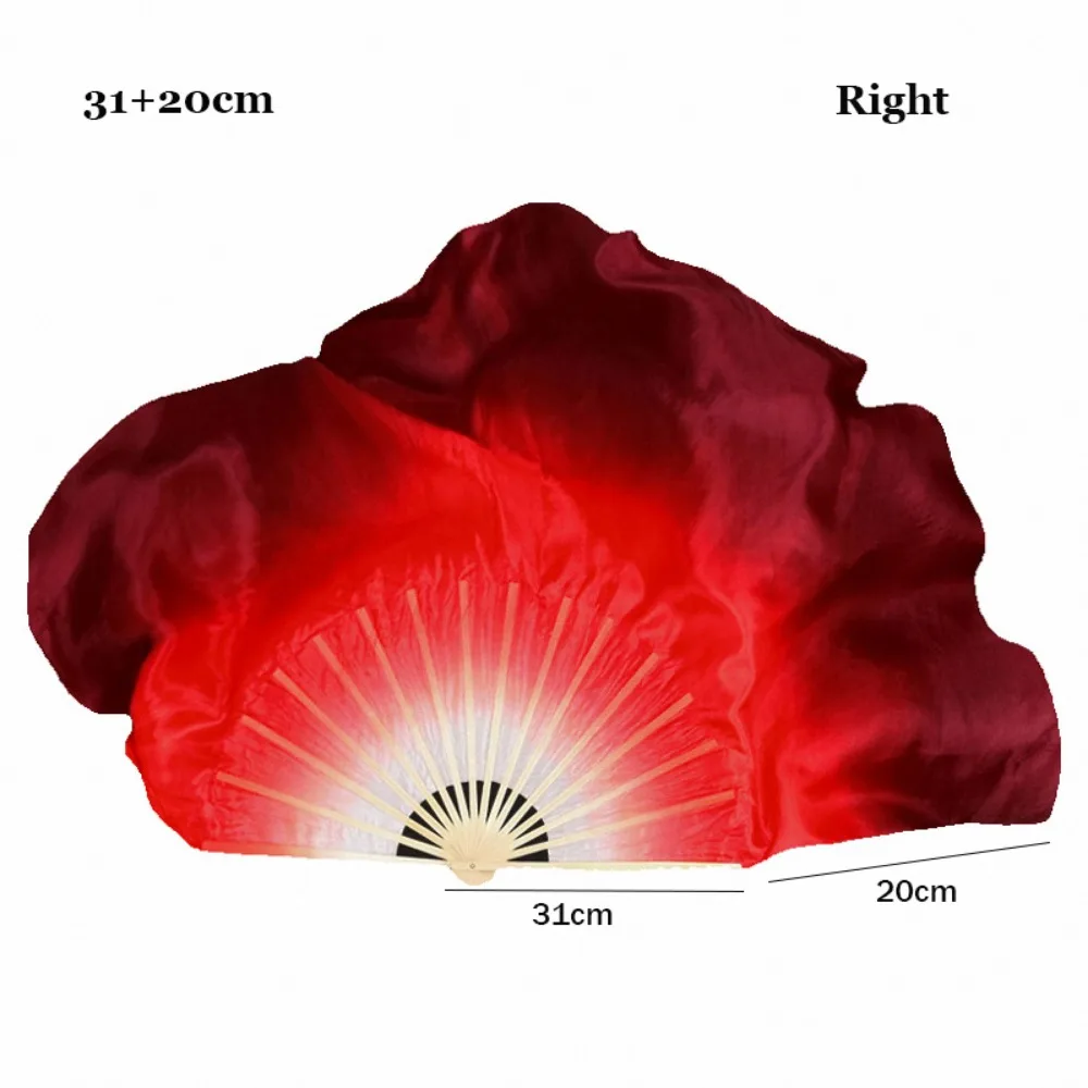 Éventail court chinois de danse du ventre en bambou de 31cm, demi-cercle en soie coloré pour enfants, 10/20cm, 10 Styles