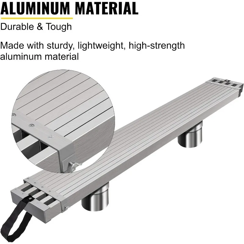 Papan kerja aluminium 8-13 kaki papan teleskop 440lbs papan ekstensi aluminium lebar 12.5 inci papan perancah aluminium