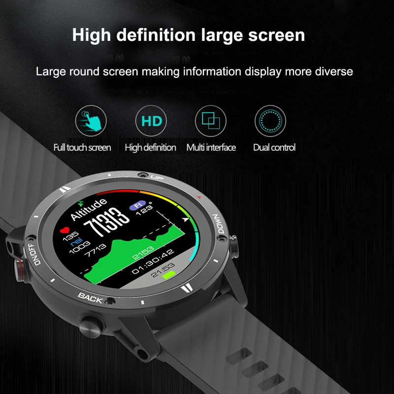 GPS Sport Watches Tracker Touch Screen Bluetooth Outdoor Running Cycling Diving Fishing Triathlon Heart Rate Waterproof Compass