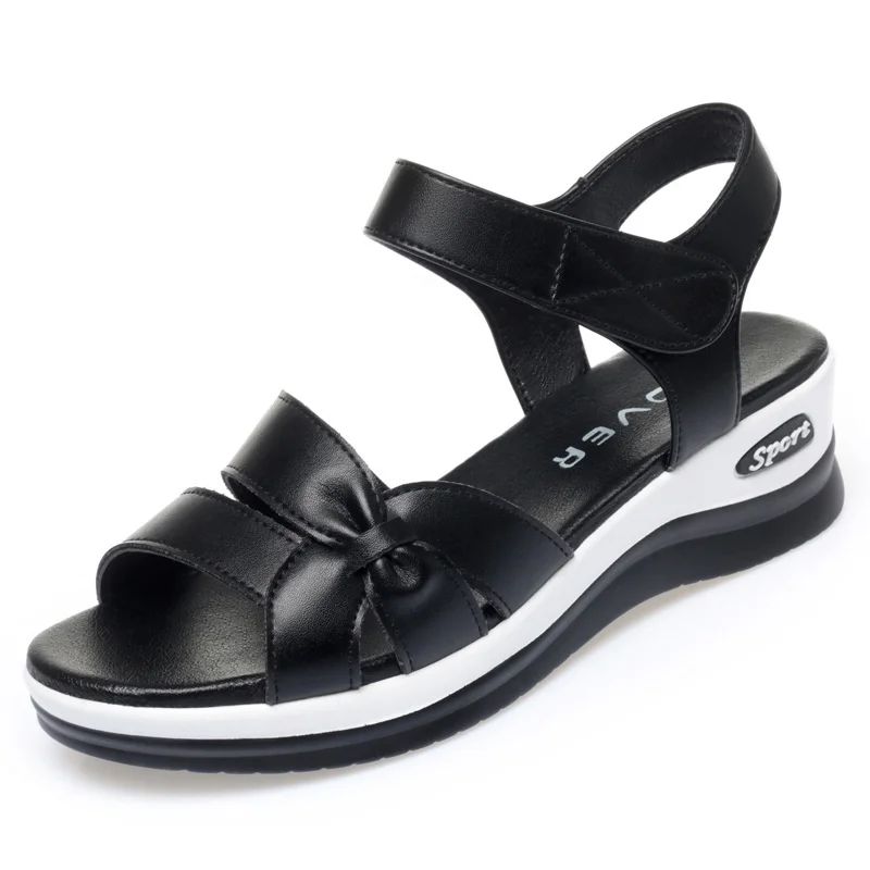 Summer Soft Leather Open Toe Women Sandals Trendy Buckle Flat Sole Outdoor Versatile Fairy Style Casual Beach Sandals