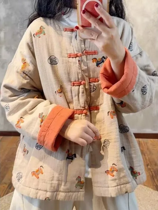 

Handmade Cotton Jaet Warm Winter Outerwear Long Staple Cotton Self-kept Sle All Cotton Thermal Clothing Fem Faion