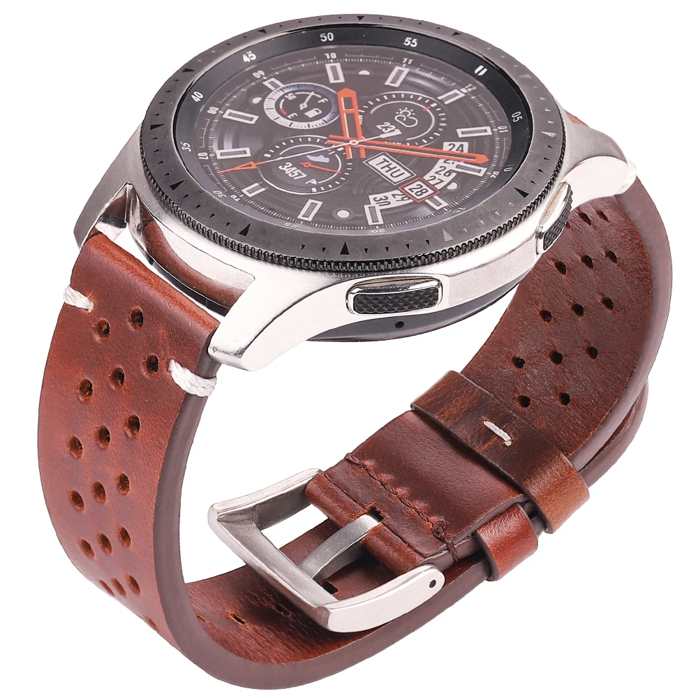 Handgefertigtes atmungsaktives Rindsleder-Uhrenarmband mit Schnellverschluss, 18, 20, 22, 24 mm, Lederarmband für Samsung Smart Watch Herren Damen Zubehör