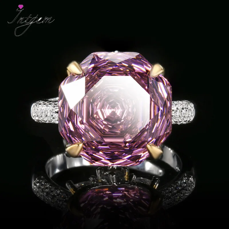 

Big Stone Ring New 14 * 14mm Octagonal Rose Cut Zircon Ring Simulation Dried Rose Flower Adjustable Ring for Women