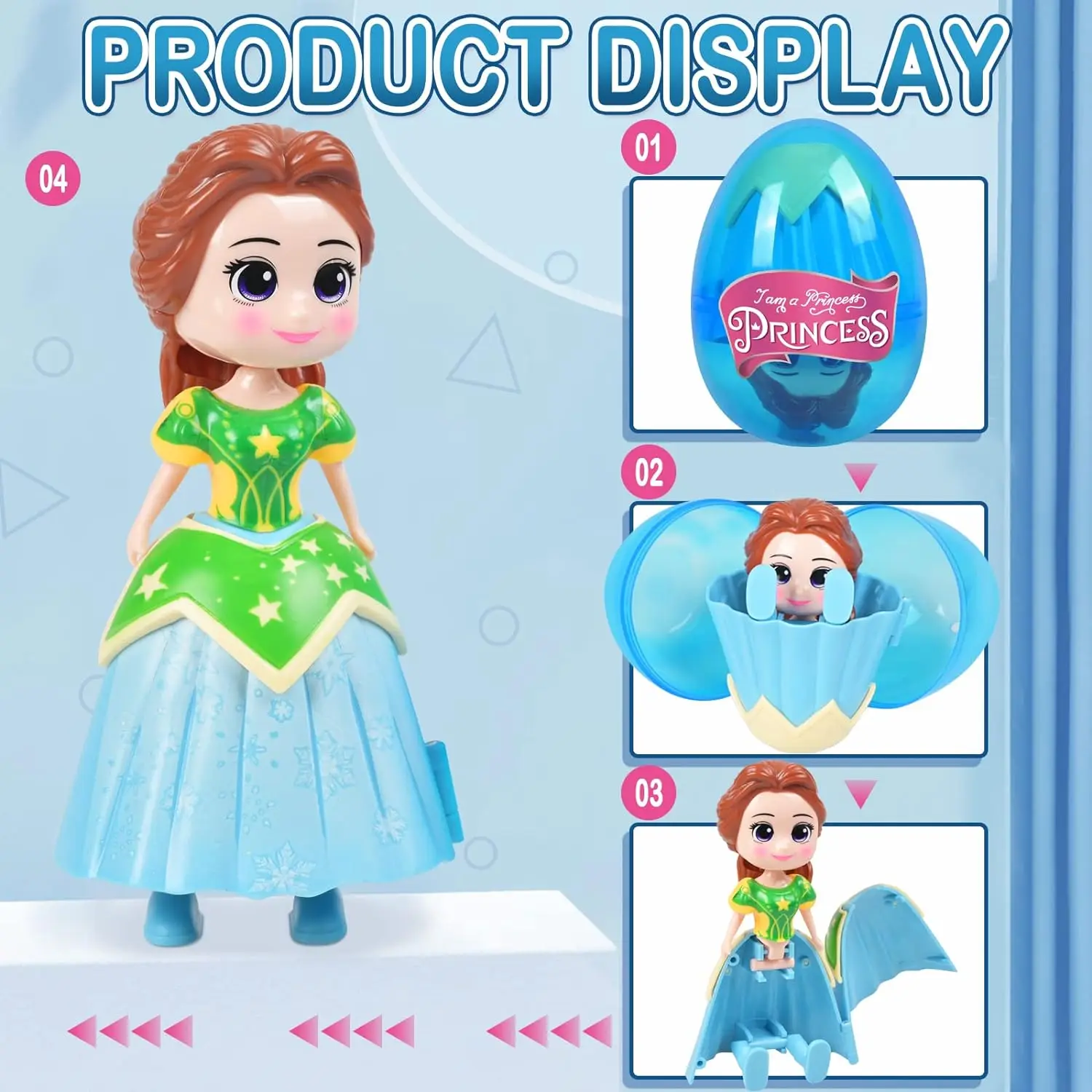 1/4 Pack Princess Deformation Prefilled Eggs Toys for Toddler Boys Girls Kids Basket Stuffers Gifts Easter Basket Filler Toys