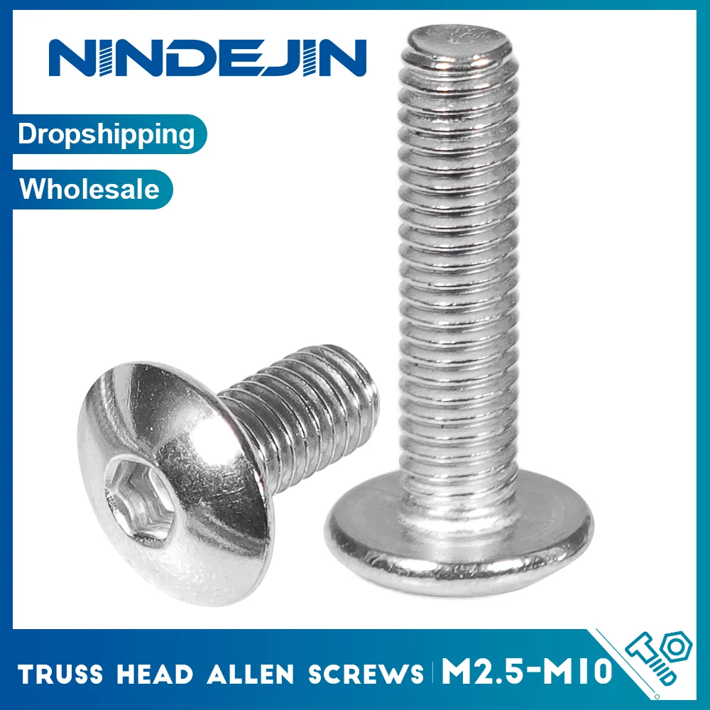 Rundkopfschrauben mit Innensechskant aus Edelstahl 304, M2.5 M3 M4 M5 M6 M8 M10, Sechskant-Innensechskantschrauben, mechanische Möbelschrauben