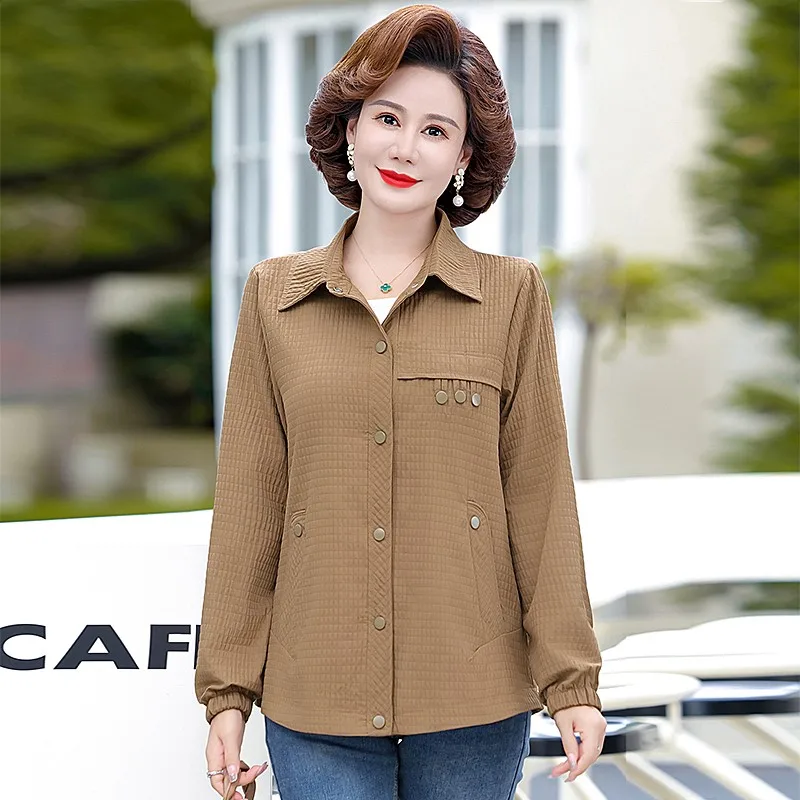 Fashion Spring Autumn Casual Coats Female Long Sleeve All-match shirt collar Single-breasted Jackets Women's Clothing