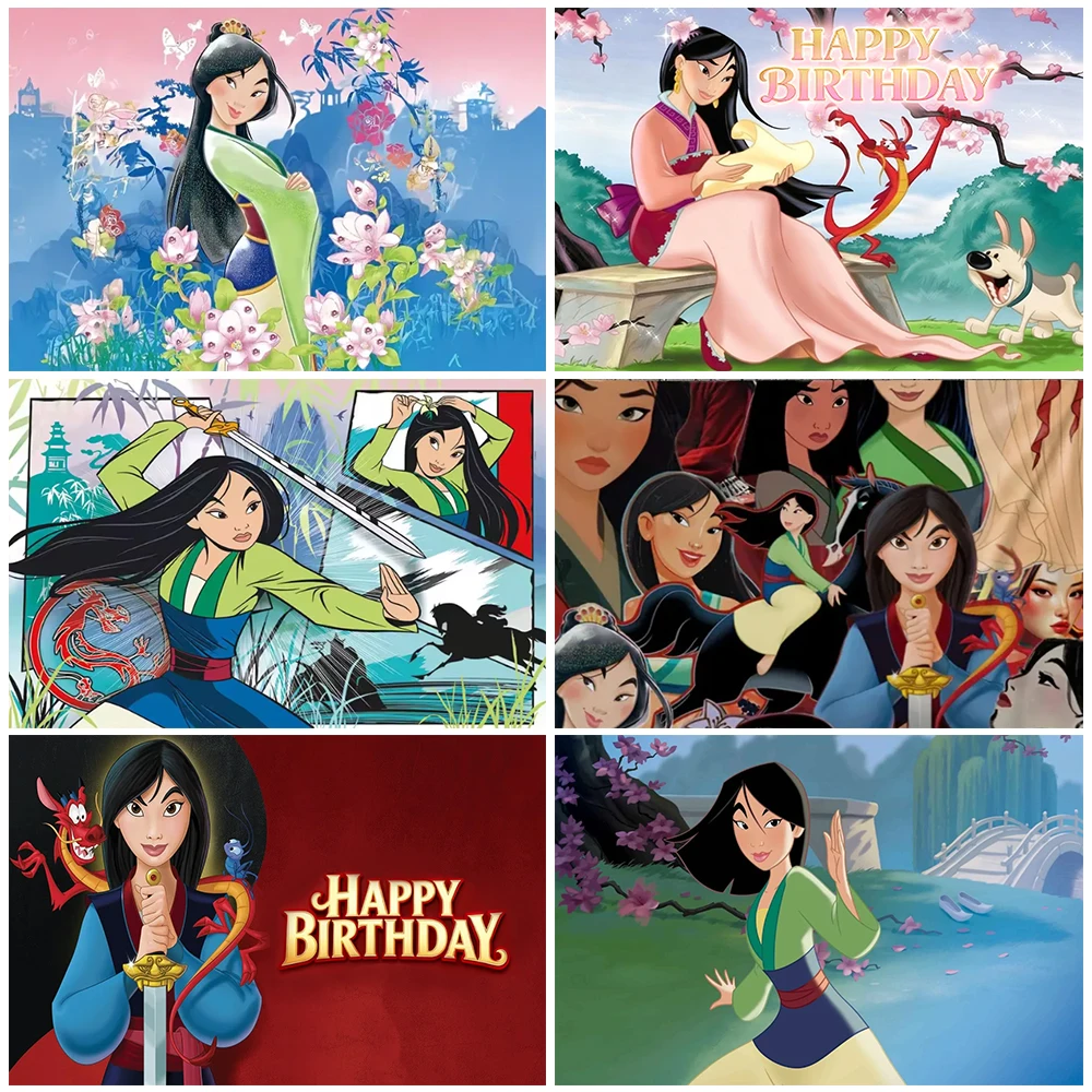 

Disney Mulan Theme Heroine Backdrop Girl Birthday Party Decoration Children Photography Background Baby Shower Supplies Kid Gift