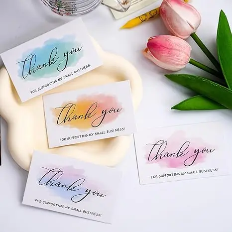 Tarjetas de agradecimiento personalizadas, tarjeta de visita a todo color, Impresión de doble cara, regalo, decoración, logotipo personalizado,