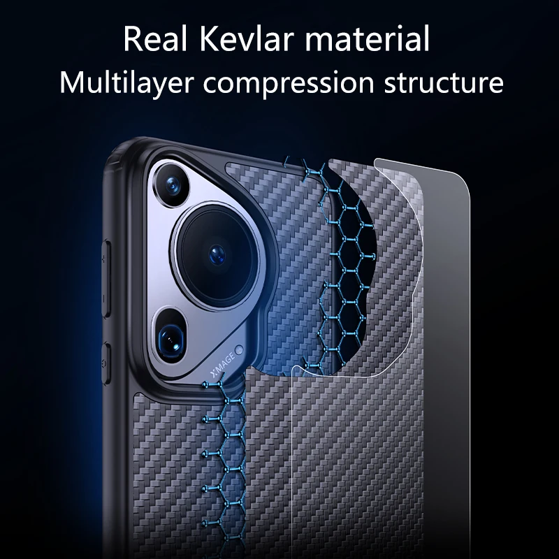 Magnetic Kevlar Aramid Fiber Cover For Huawei Pura 70 Ultra Plus Pura70 Pro+ P60 Pro Art Anti-Drop Anti-Fingerprint Magsafe Case