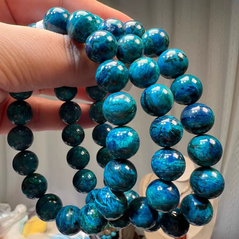 

Натуральный браслет из голубого малахита и азурита, ювелирные бусины, украшения из малахита, браслет из азурита для женщин и мужчин, класс ААААА