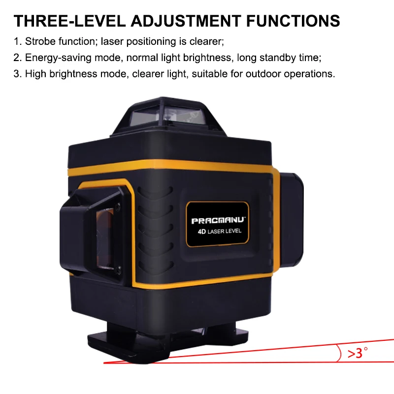 Livello Laser pratico 16 linee livello 4D autolivellante 360 croce orizzontale e verticale livello Laser linea verde Super potente