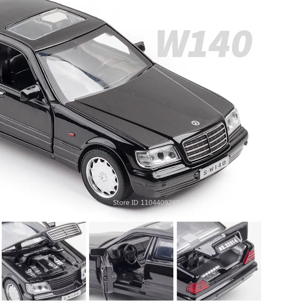 1:32 Scale S-W140 S400L Toy Car Model Diecast Metal High Simulation Models Sound Light Pull Back Vehicles Boys Birthday Gifts