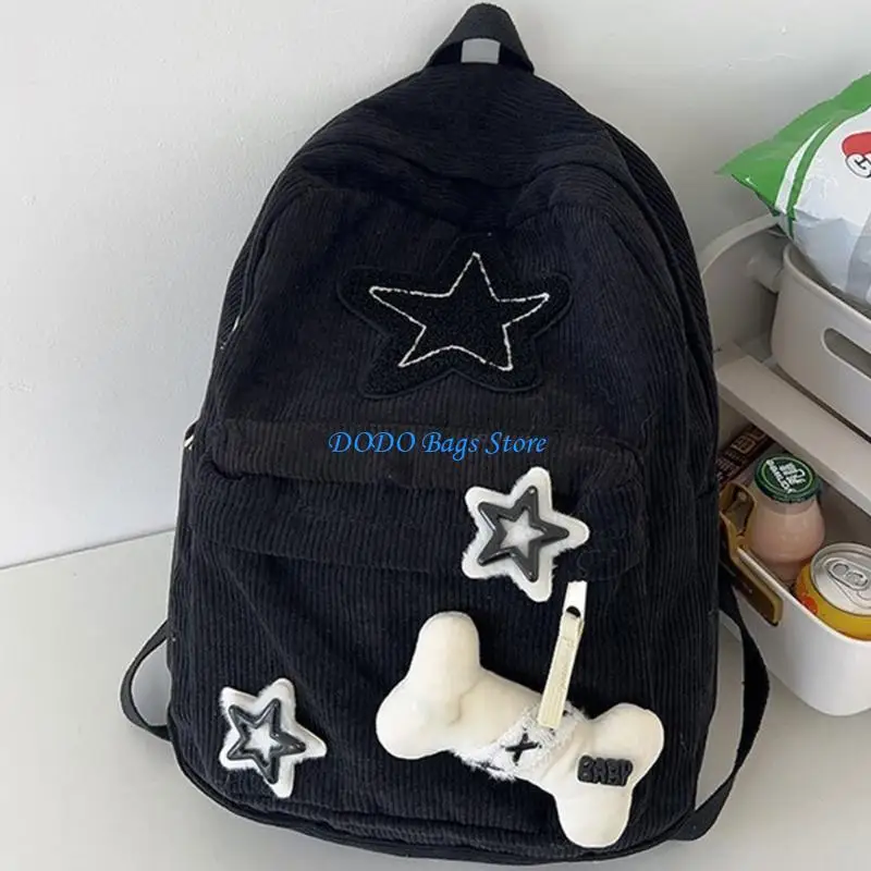 

Shoulder Bag Large Capacity Bookbags for Student Versatile Corduroy Rucksack