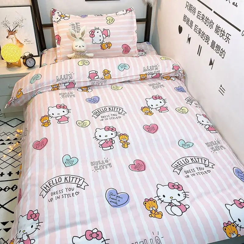 TAKARA TOMY Cute Kitty Princess Bed Sheet Student Dormitory Single Bed Quilt Set Three Piece Set 1.2m