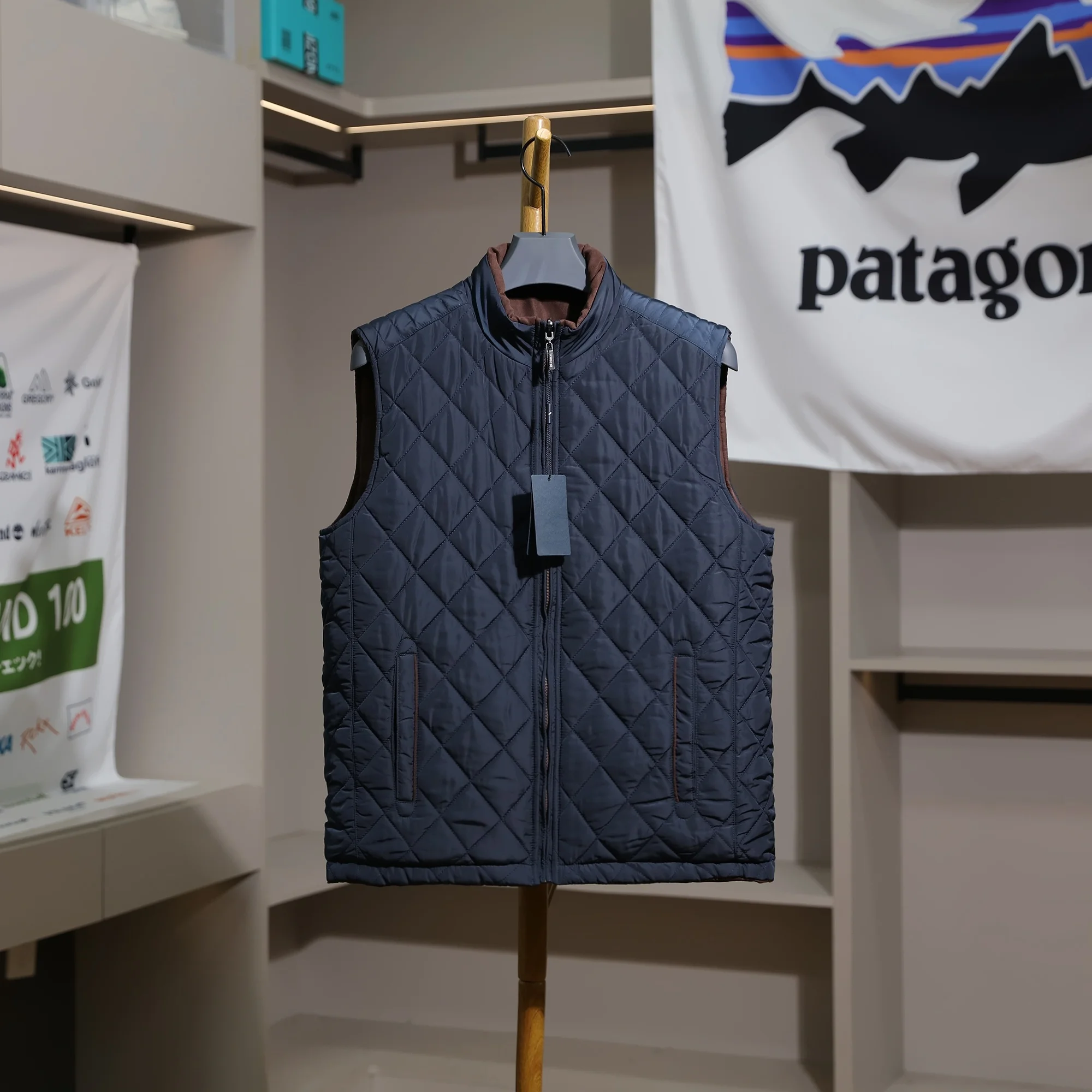 

Double-Sided Wear Thiened Cotton Vest Men's Autumn Winter Outdoor Warm Stand Collar Jaet Bal Faion Ci Sle