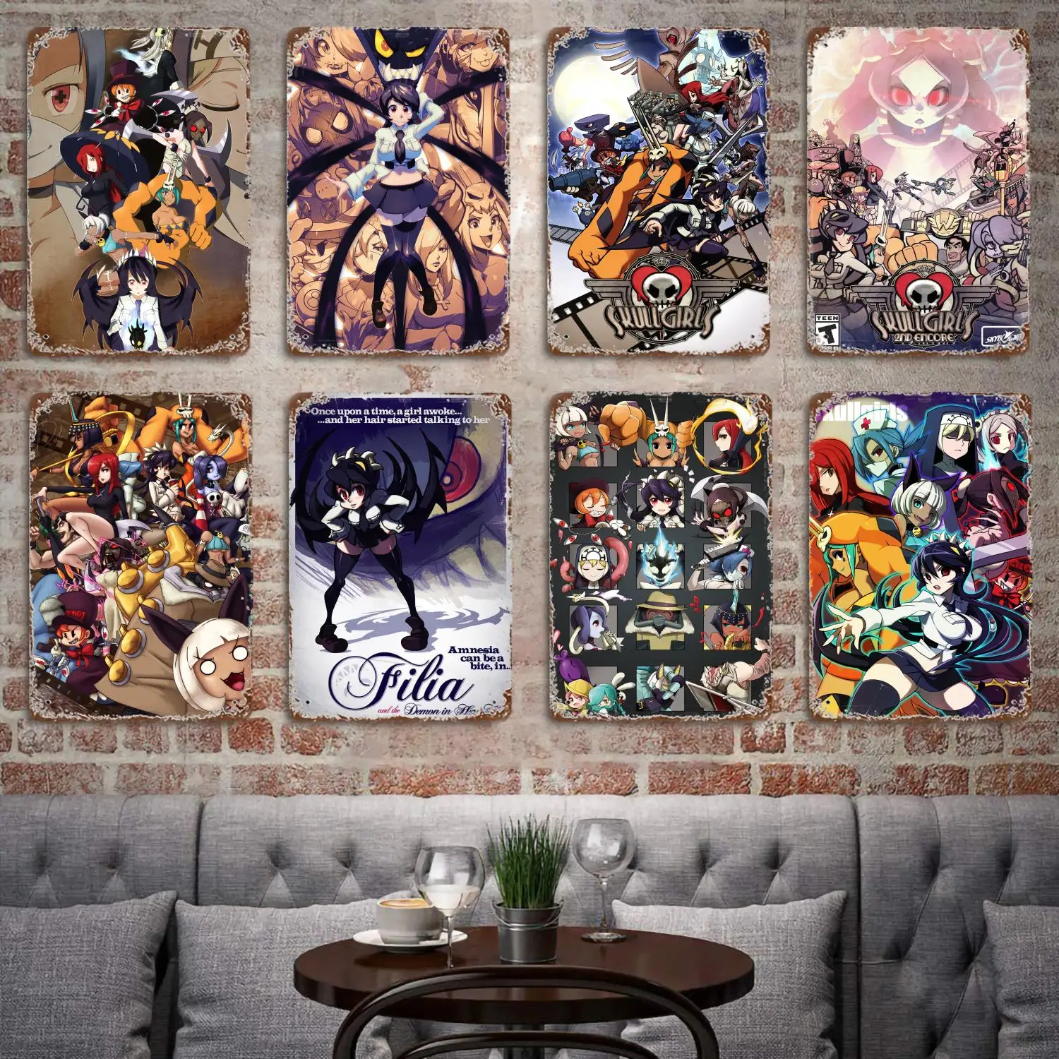 

Skullgirls movie & Video game Poster Vintage Tin Sign Metal Sign Decorative Plaque for Pub Bar Man Cave Club Wall Decoration