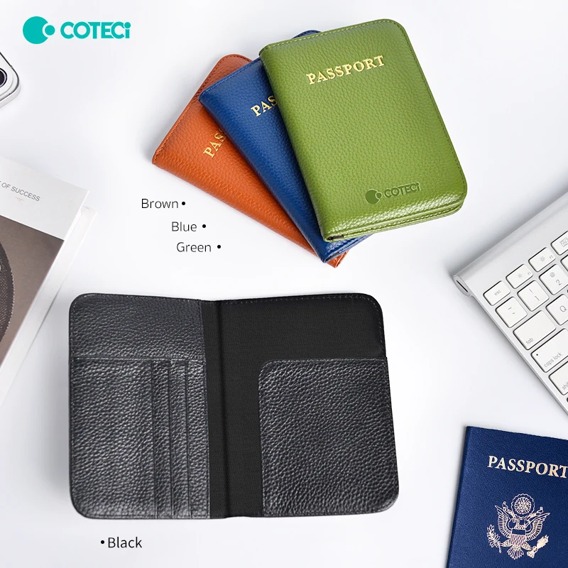 COTECi New Travel Passport Protective Case ID Bag Women's Top Layer Cowhide Vintage Wallet Card Bag Genuine Leather Men