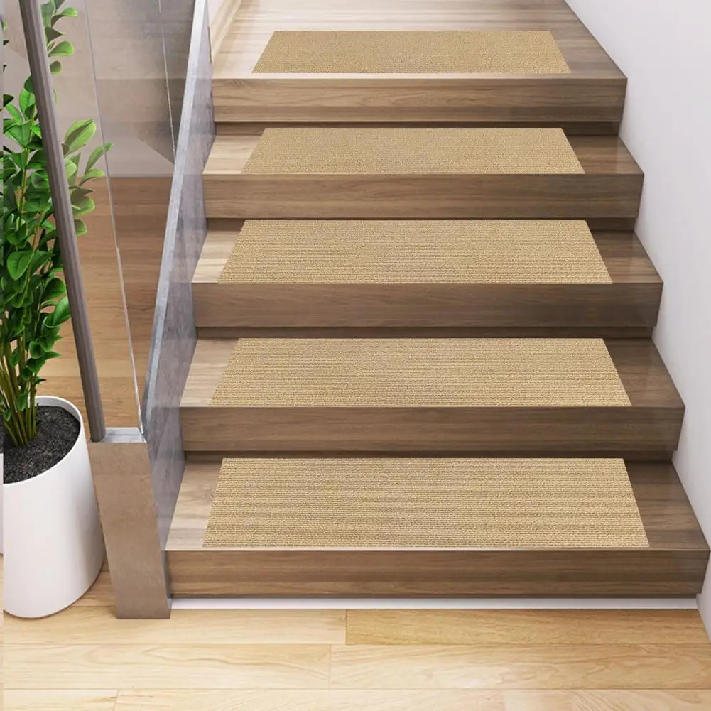 Rubber-backed Stair Mat Non-slip Rubber Backing for Stairs Non-slip Self Adhesive Stair Mat Set Washable for Safety