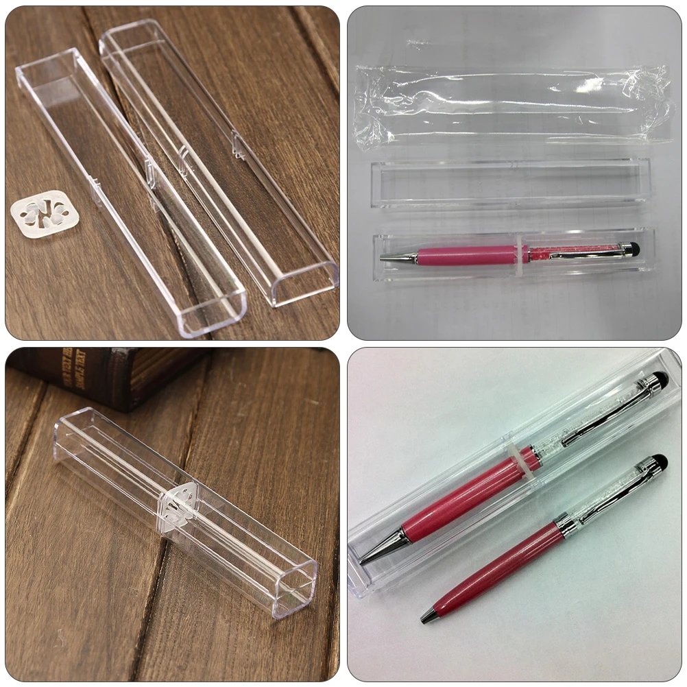 

15 Pcs Clear Pen Case Plastic Stationery Office Supplies Storage Box for Ballpoint Gel Pens Gift Ideas Students Kids
