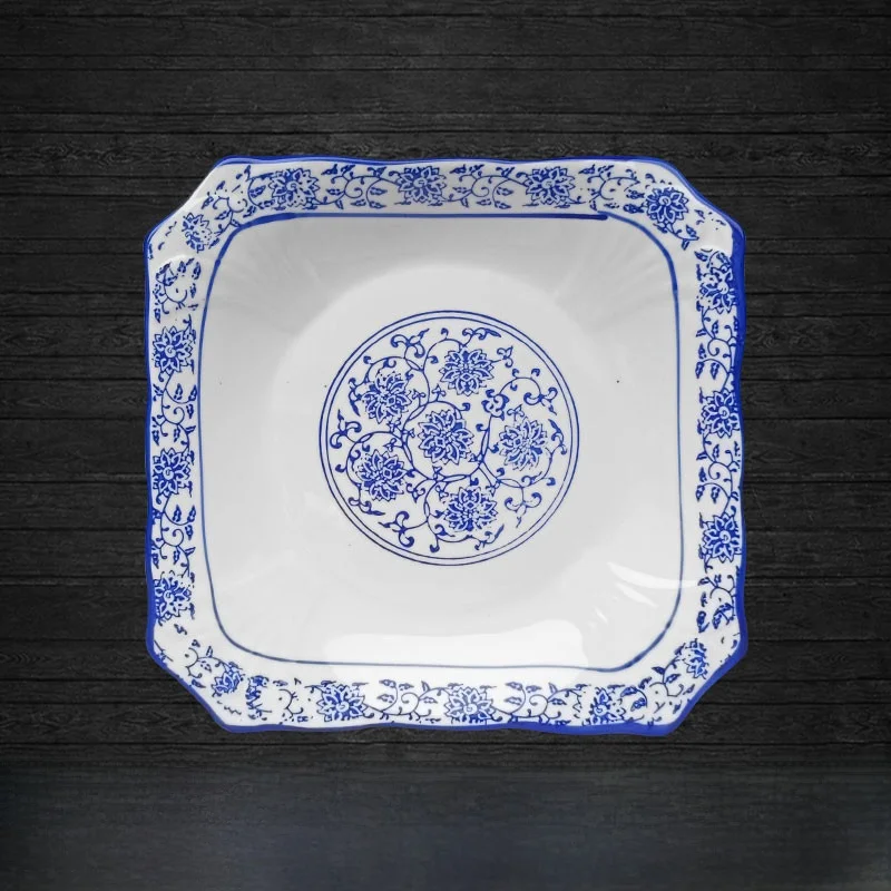 

Retro Blue And White Porcelain Cerc Square Plate Chinese Sle Restaurant Cooking Di Cold Di Plate Four Sides Handmade