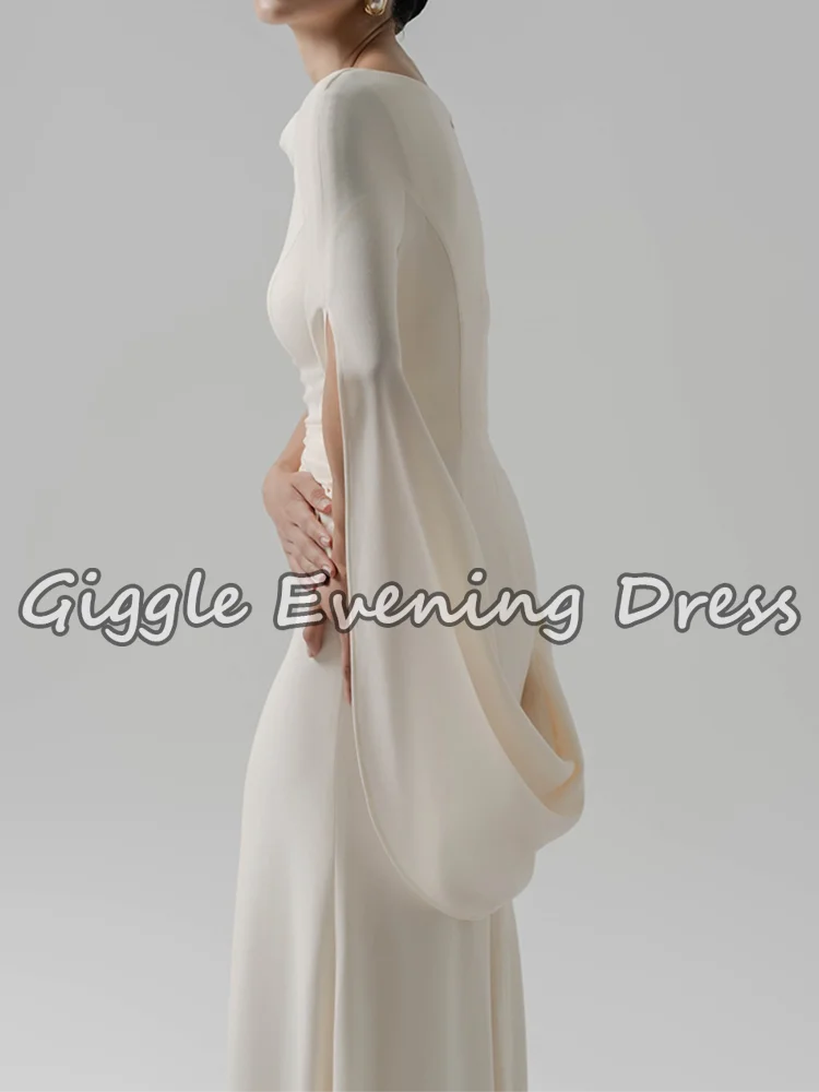 Giggle Fashion Jersey Abiti da sera Pacchetto anca Abito a sirena Abiti da ballo Slim Manica intera O Collo Abito da festa solido Personalizzato