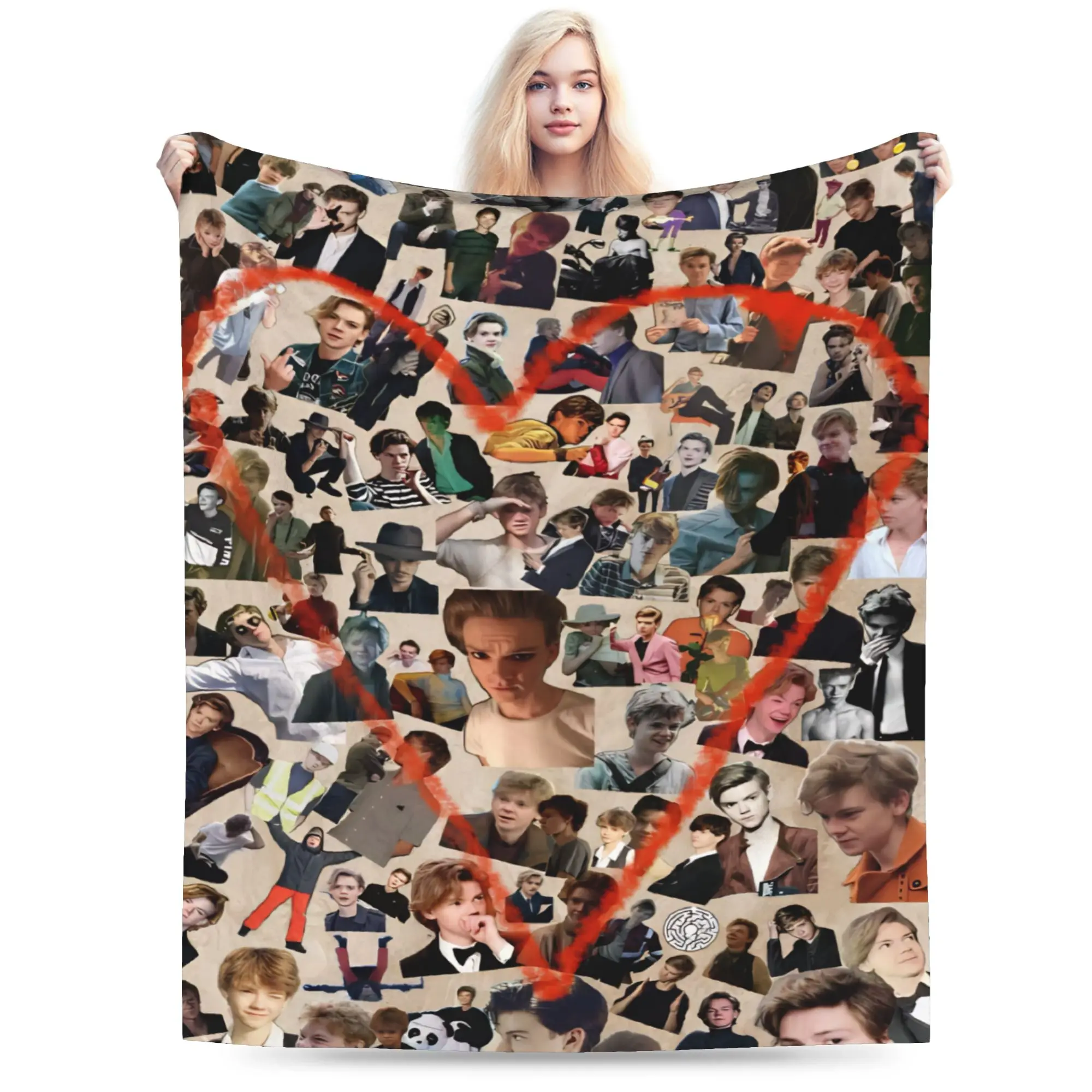 Thomas Brodie-Sangster Blanket Lightweight Thin Fleece Comfortable Gift  Throw Blanket Bedding Throws