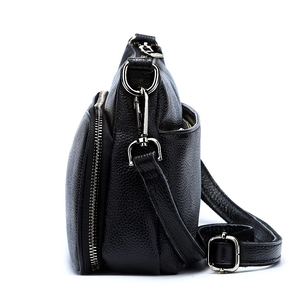 Elegancka torebka damska 100% z prawdziwej skóry damska torba na ramię Crossbody listonoszówka moda Hobos czarna wysokiej jakości