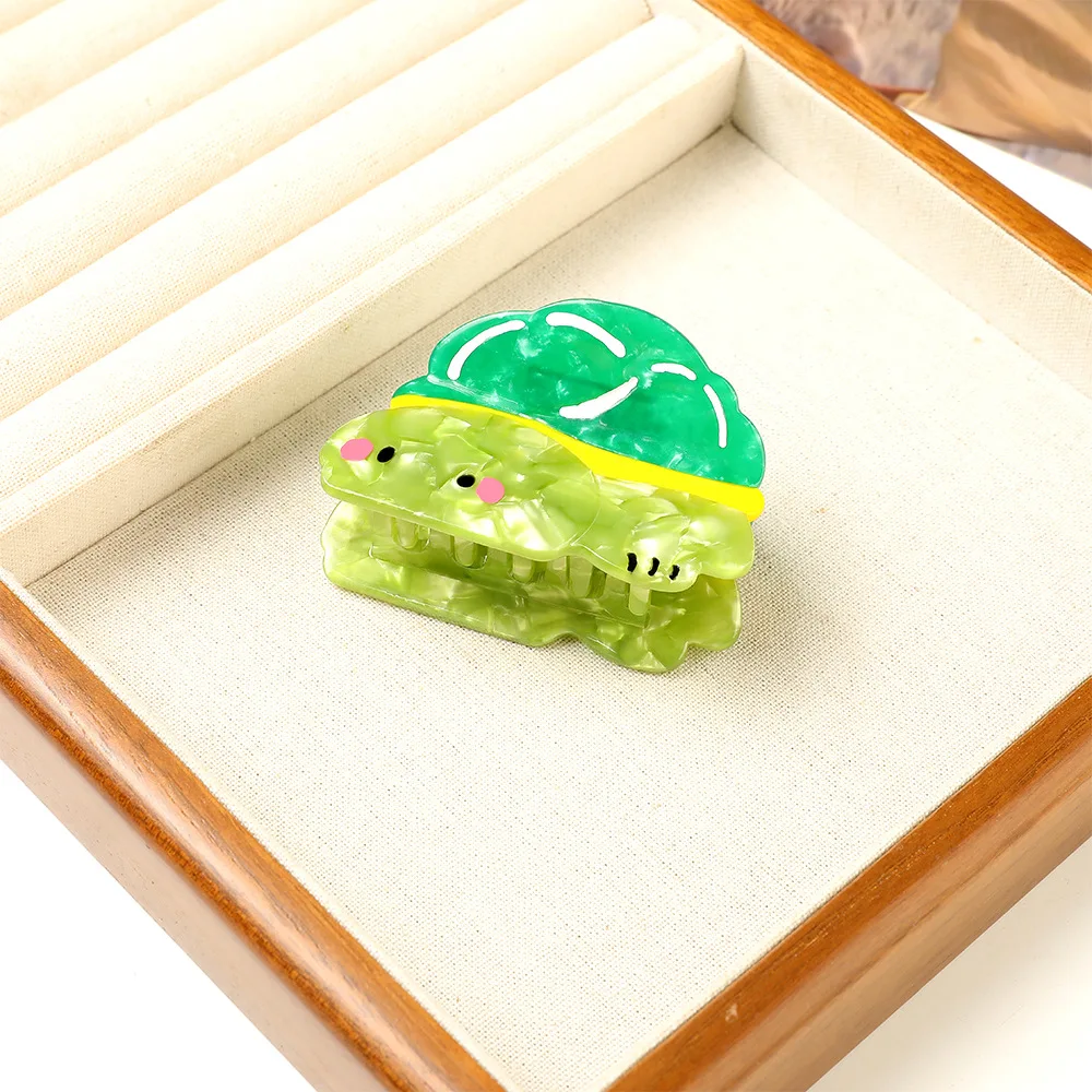 YHJ Green Little Turtle Hair Claw Cute Creative Design Acetate Medium Size Hair Claw Clips Hair Accessories for Women Girls