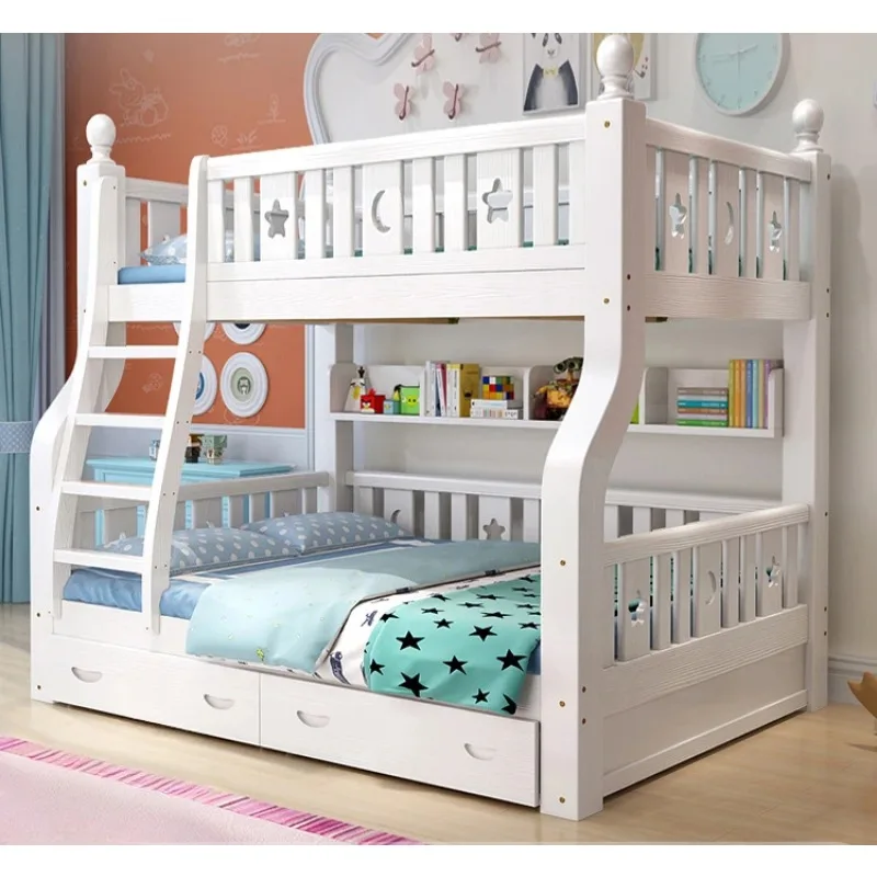 

Upper and lower bunk beds, fully solid wood multifunctional high and low bed, adult upper and lower