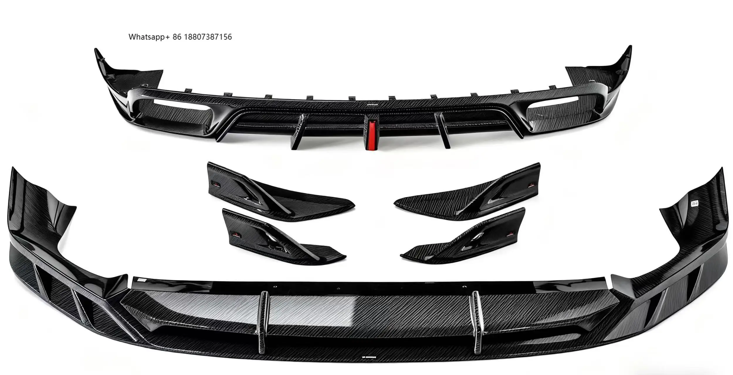 

New for Cayenne 9Y0 Dry Carbon Fiber Front/Rear Lip Diffuser Corner Mudguard Stylish Car Bumpers with Exhaust Bolt-On