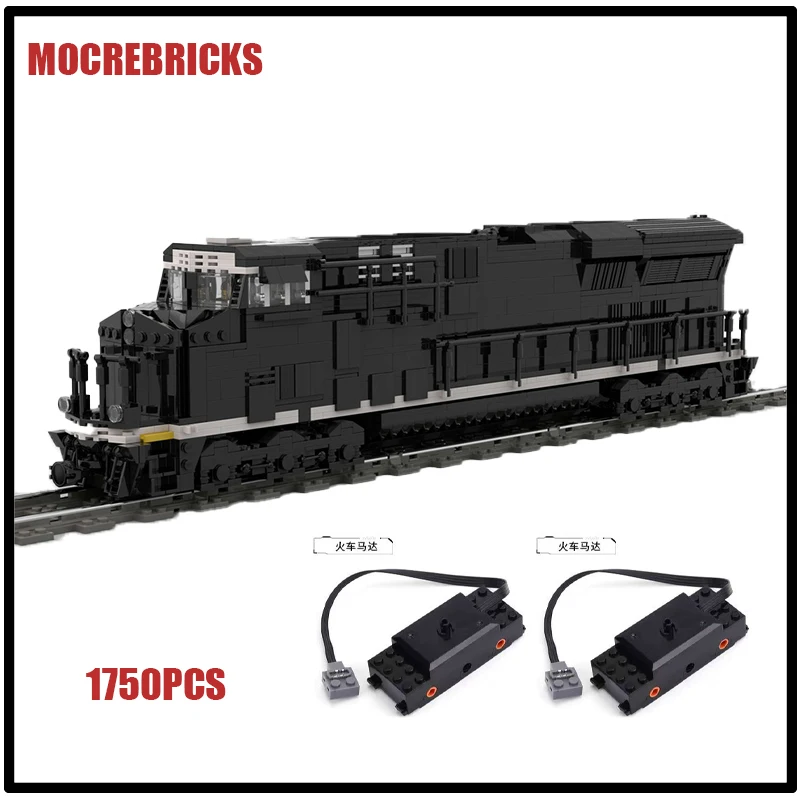 Rail Car Locomotiva 8 Wide, ES44AC Retro Train com Power Motor, MOC Building Blocks Model, brinquedos educativos criativos, presente de aniversário