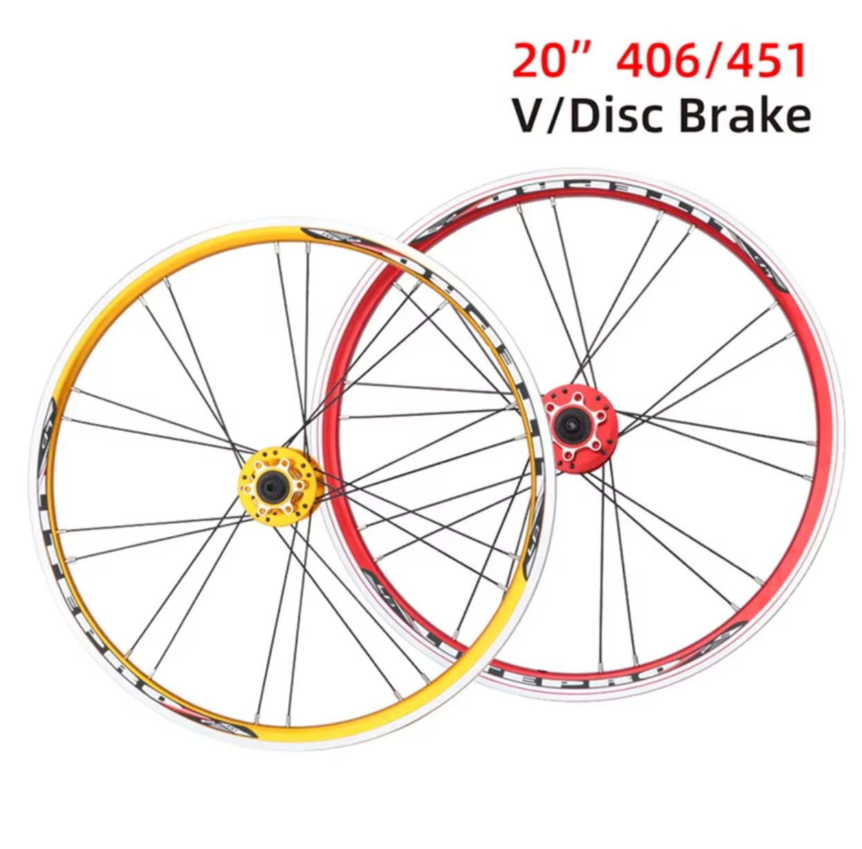 Litepro 20 Inch bicycle wheel 406/451 Disc/V Brake Aluminum Double-Layer Rim For BMX Folding Bicycle Wheelset