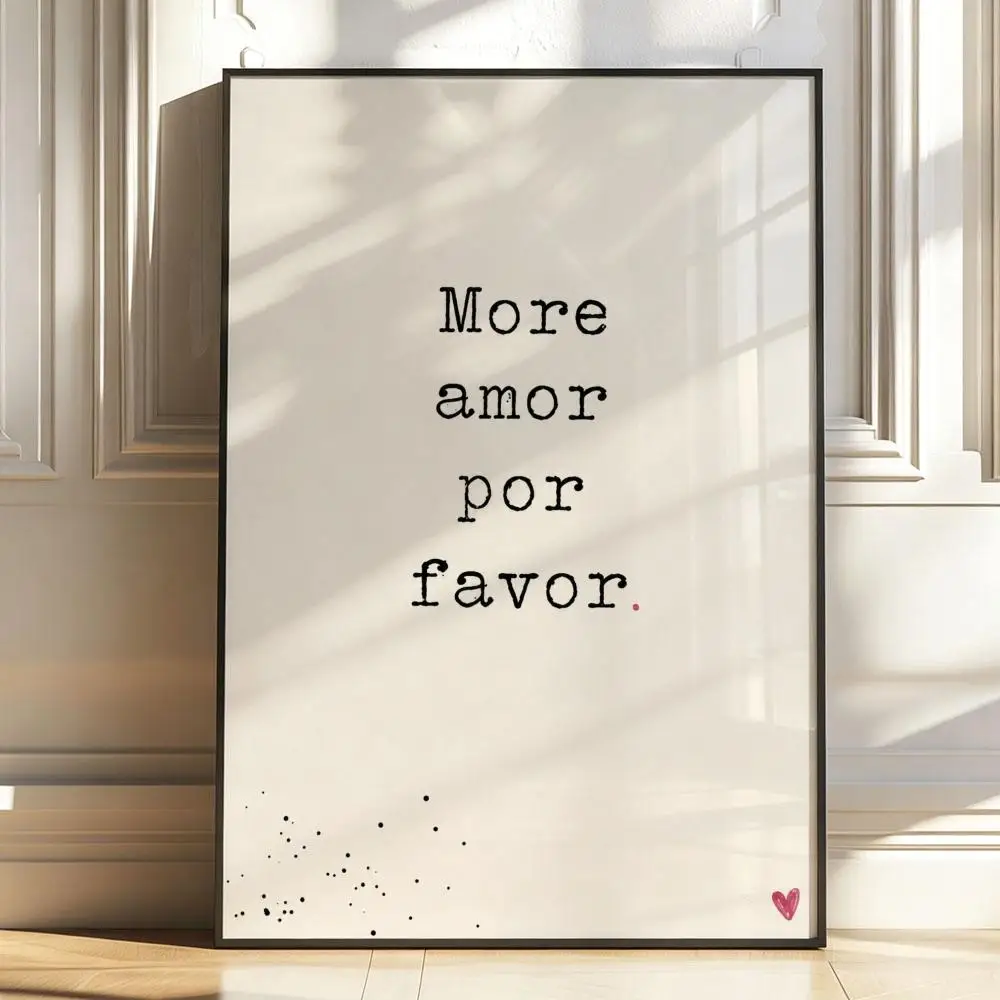 More amor por favor Poster Stickers Painting Self-Adhesive HD Art for Bedroom Living Room Home Decor Wall Decals Gift
