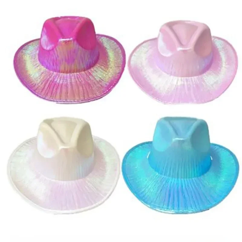 Novo chapéu de cowboy mágico ocidental neon flash espaço chapéu de cowboy halloween carnaval festa rosa colorido chapéu festa de férias adereços de dança