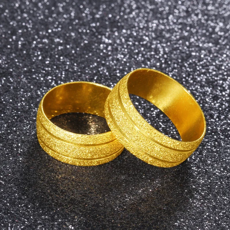 Yellow Gold Color Ring for Women Men Matte Thick Gold Wedding Engagement Birthday Couple Match Finger Rings Jewelry Gift