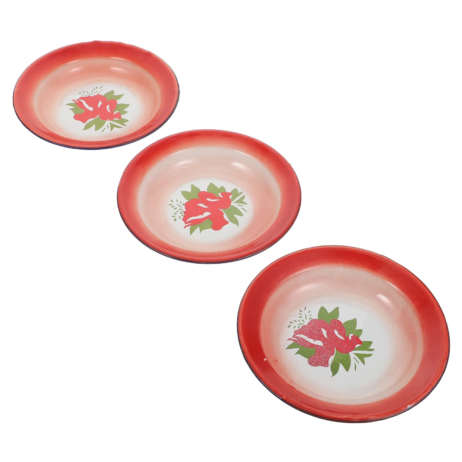 

3 Pcs Mixing Bowl Thickened Steamed Dish Travel Platters Charcuterie Iron Enamel Food Trays